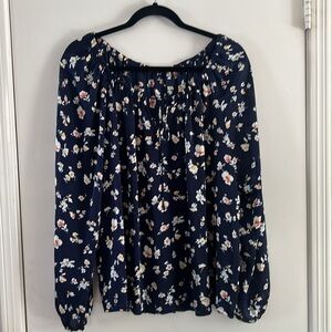 Lovestitch Womens Navy Blue Floral Blouse